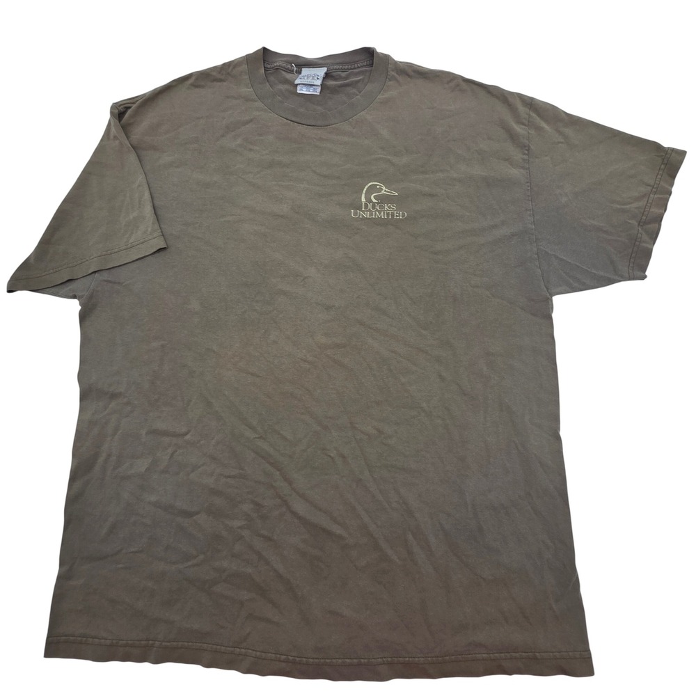 Vintage Y3K Marathon Ducks Unlimited T-Shirt Men 2XL Green Hunting Dog Graphic*